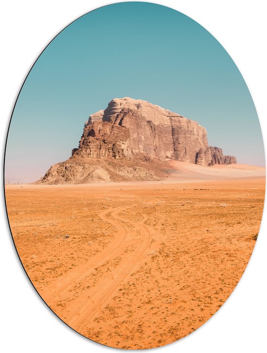 WallClassics - Dibond Ovaal - Sahara met berg - 72x96 cm Foto op Ovaal (Met Ophangsysteem)