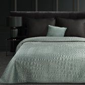 Oneiro’s luxe SALVIA Type 7 Beddensprei Mint groen - 220x240 cm – bedsprei 2 persoons - beige – beddengoed – slaapkamer – spreien – dekens – wonen – slapen