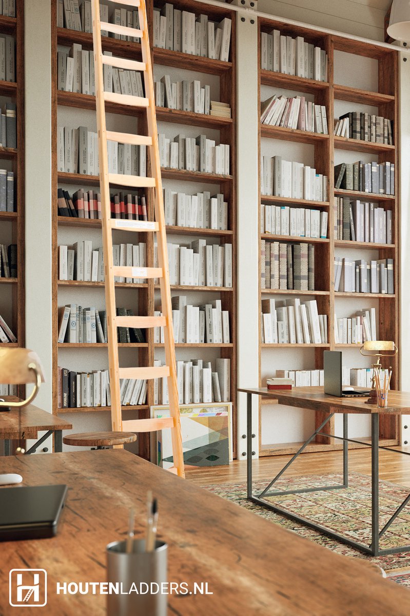 Houten bibliotheekladder/Houten boekenkastladder/Enkele houten ladder