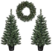 Set Black Box Glendon - 2 sapins de Noël artificiels et guirlande de Noël - LED