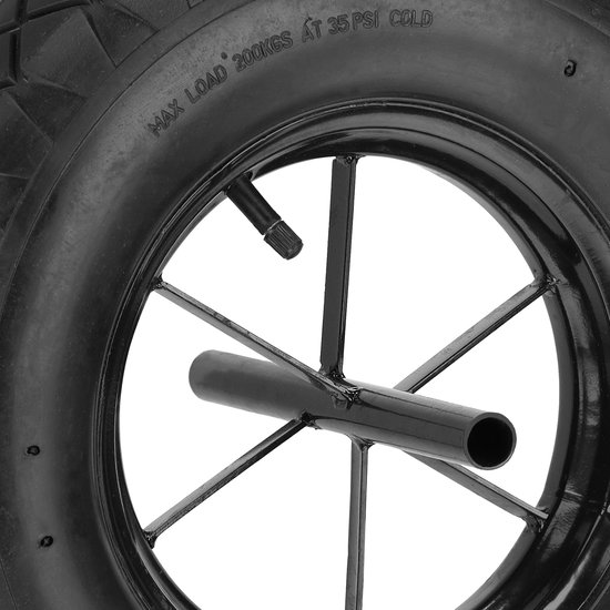 kruiwagenwiel 4.80 4.00-8 - luchtband - tot 120 kg - met as - stalen velg met spaken van Datona — afbeelding 4