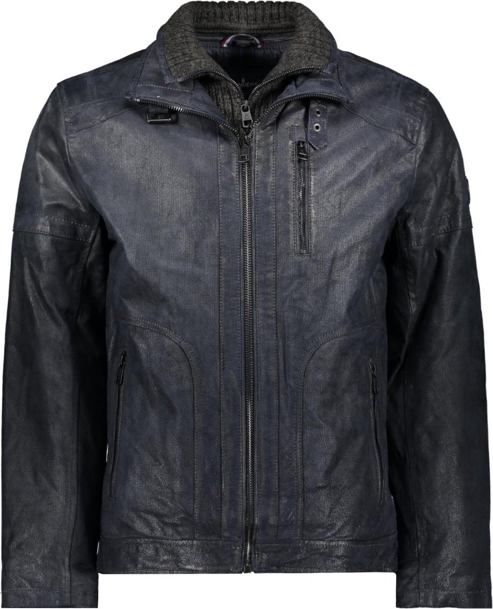 Donders Jas Leather Jacket 42771 880 Midnight Blue Mannen Maat - 50