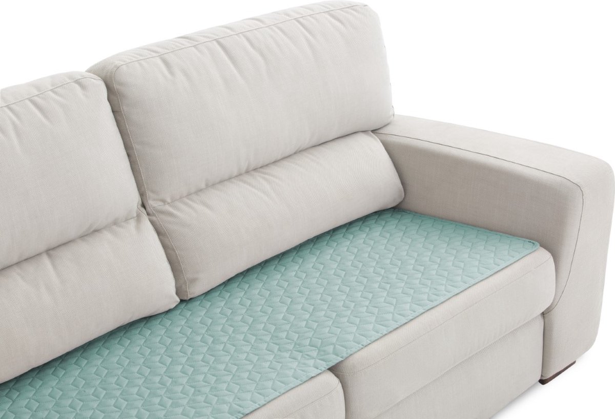 Banktopper Geo Jade - 220cm breed - Waterafstotend en Vlekbestendig - Antislip Onderkant - Comfortabel en Duurzaam - Ideaal voor Huishoudens met Kinderen en Huisdieren