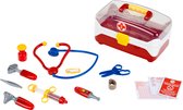 Klein Toys transparante artsenkoffer - incl. speelgoedinstrumenten - 27x16,5x15,5 cm - rood