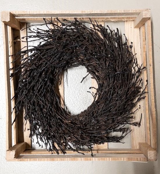 Couronne - bruin hout krans - in kratje - 30cm doorsnede