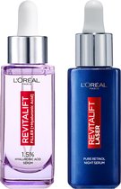 L'Oréal Paris Duo set Dag- en Nachtserum - Revitalift Filler 1,5% Hyaluronzuur Serum & Revitalift Laser X3 Puur Retinol Nachtserum - 2 x 30ml