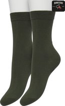 Bonnie Doon Basic Sokken Dames Donker Olijf Groen maat 36/42 - 2 paar - Basis Katoenen Sok - Gladde Naden - Brede Boord - Uitstekend Draagcomfort - Perfecte Pasvorm - 2-pack - Multipack - Effen - Olijfgroen - Leger - Dark Olive - OL834222.46