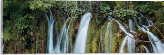 WallClassics - Acrylglas - Prachtige Watervallen in de Natuur - 60x20 cm Foto op Acrylglas (Met Ophangsysteem)