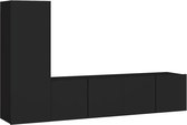 vidaXL - 3-delige - Tv-meubelset - bewerkt - hout - zwart