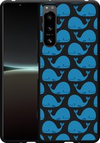 Sony Xperia 5 IV Hoesje Zwart Whales Designed by Cazy