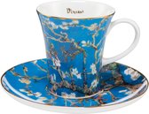 Goebel - Vincent van Gogh | Kop en schotel Espresso Amandelboom blauw | Porselein - 12cm - 100ml - met echt goud