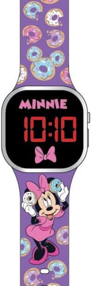 Accutime - LED Watch Minnie Mouse - Kinderhorloge Met LED Display Voor Datum en Tijd - Paars