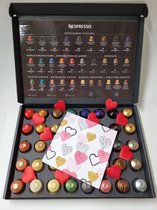 Nespresso & Starbucks Koffie Proeverij Pakket groot 40 stuks verschillende smaken met Mystery Card 'Love - hartjes' met persoonlijke (video) boodschap | Verjaardag | Sinterklaas | Kerstpakket | Vaderdag | Moederdag | Jubileum | Valentijnsdag