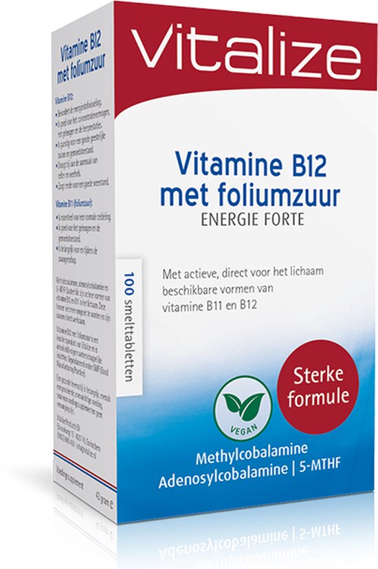 mug ontwikkelen Ik was mijn kleren Vitalize Vitamine B12 Foliumzuur Energie Forte 100 smelttabletten - Extra  sterke... | bol.com