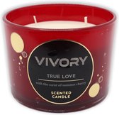 Vivory Geurkaars 3 pits glas rood - True Love - Kersen