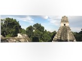 WallClassics - PVC Schuimplaat- Piramide van de Grote Jaguar - Guatemala  - 90x30 cm Foto op PVC Schuimplaat