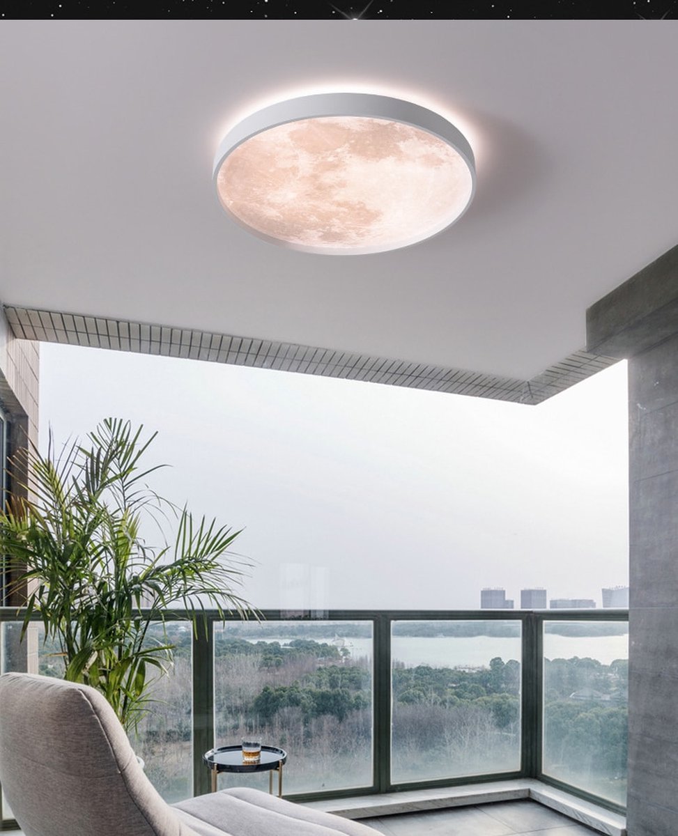 KRUIHAN Maan Plafond Hanglamp,3D Maan Lampenkap,Planet Ball Hanglamp voor Restaurant Bar Slaapkamer Nachtkastje Kinderkamer,Exclusief Gloeilamp,25cm