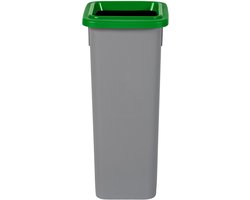 Plafor Fit Bin, Prullenbak voor afvalscheiding - 20L – Grijs/Groen - met 5 gratis stickers – recycle – afvalbak - vuilnisbak – afvalemmer – afvalscheiding – vuilnisemmer – sorteerafvalemmer – recycling – hygiënisch - kantoor - keuken