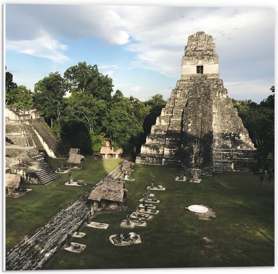 WallClassics - Plaque de Mousse PVC - Pyramide du Grand Jaguar - Guatemala - Photo 50x50 cm sur Plaque de Mousse PVC