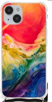 Shockproof Case Geschikt voor iPhone 14 Plus Telefoonhoesje Valbescherming met transparante rand Watercolor Dark