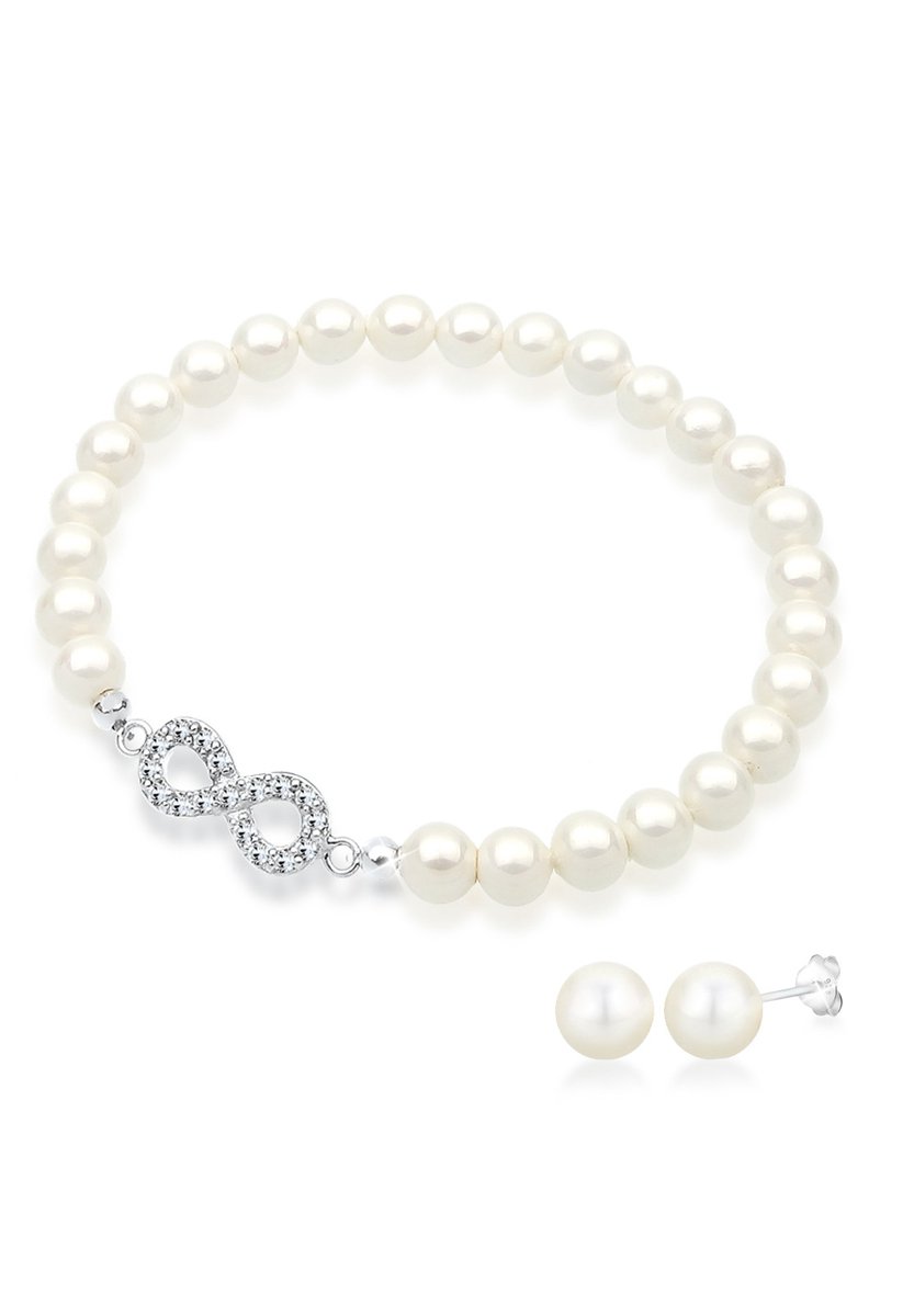 Elli - Sieraden Set - Dames Infinity met Zoetwater Gekweekte Parels en Kristallen in 925 Sterling Zilver - Dames