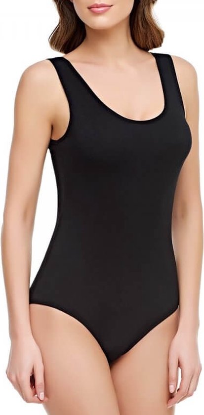 Vrouwen Body - Sport Body breedband - Bodysuit Slim- Body premium 9252- Zwart- Maat L