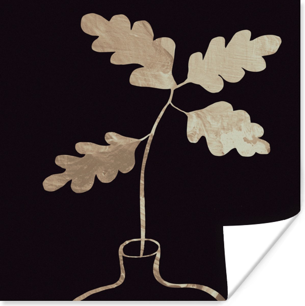 Poster Bladeren - Goud - Luxe - 75x75 cm