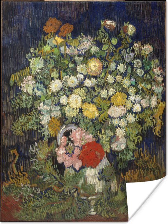 Boeket van bloemen in een vaas - Schilderij van Vincent van Gogh Poster 30x40 cm - klein - Foto print op Poster (wanddecoratie woonkamer / slaapkamer)