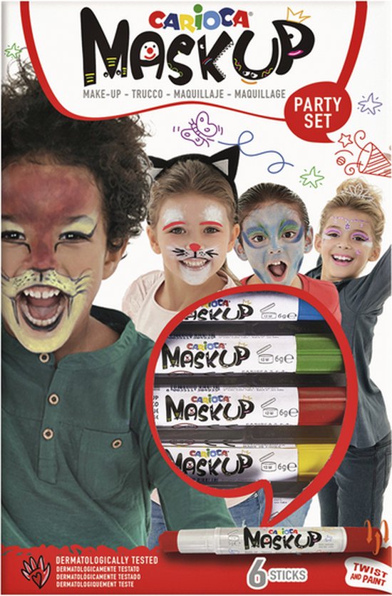 Carioca Make-up Set Für Karneval - 3 Wasserbasierte, Leuchtende Hautfarben, Dermatologisch Getestet