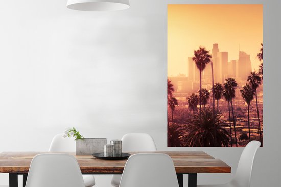 Affiche Palmier - Skyline - Coucher de soleil - Architecture - 80x120 cm