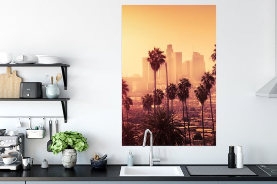 Affiche Palmier - Skyline - Coucher de soleil - Architecture - 80x120 cm