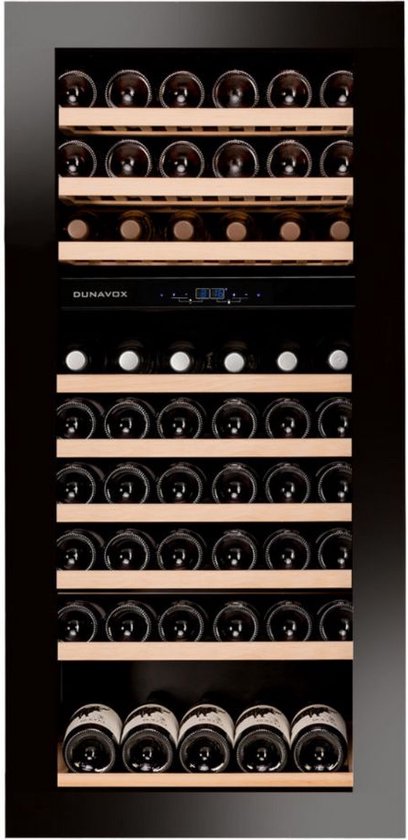Dunavox Glance-72 - Inbouw Nismaat 122cm - Touch Open - 2 T° - 72 Flessen