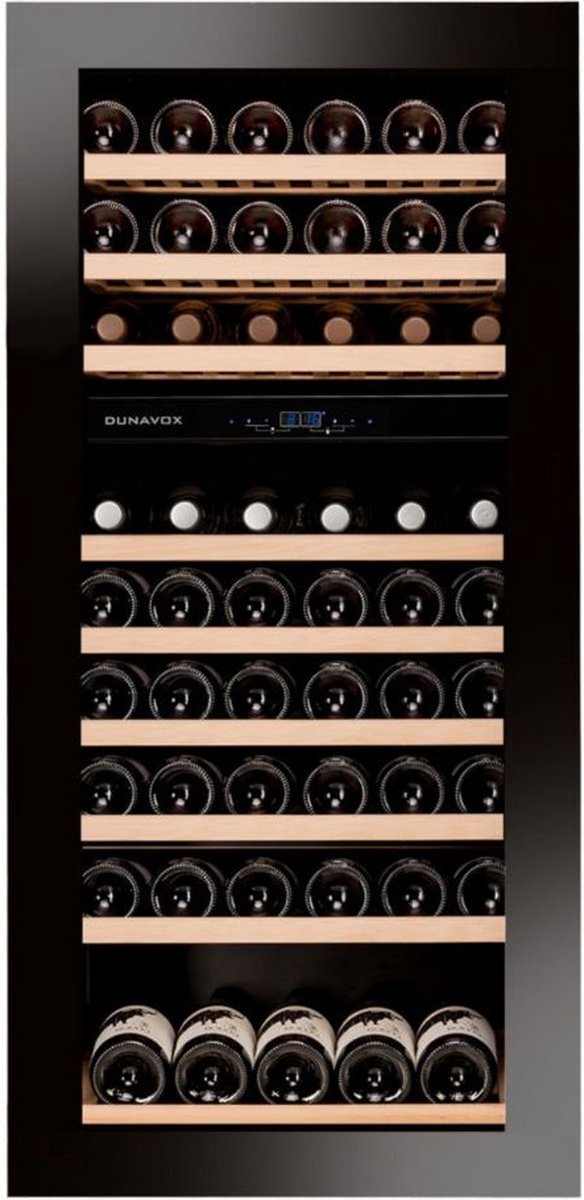 Dunavox Glance-72 - Inbouw Nismaat 122cm - Touch Open - 2 T° - 72 Flessen