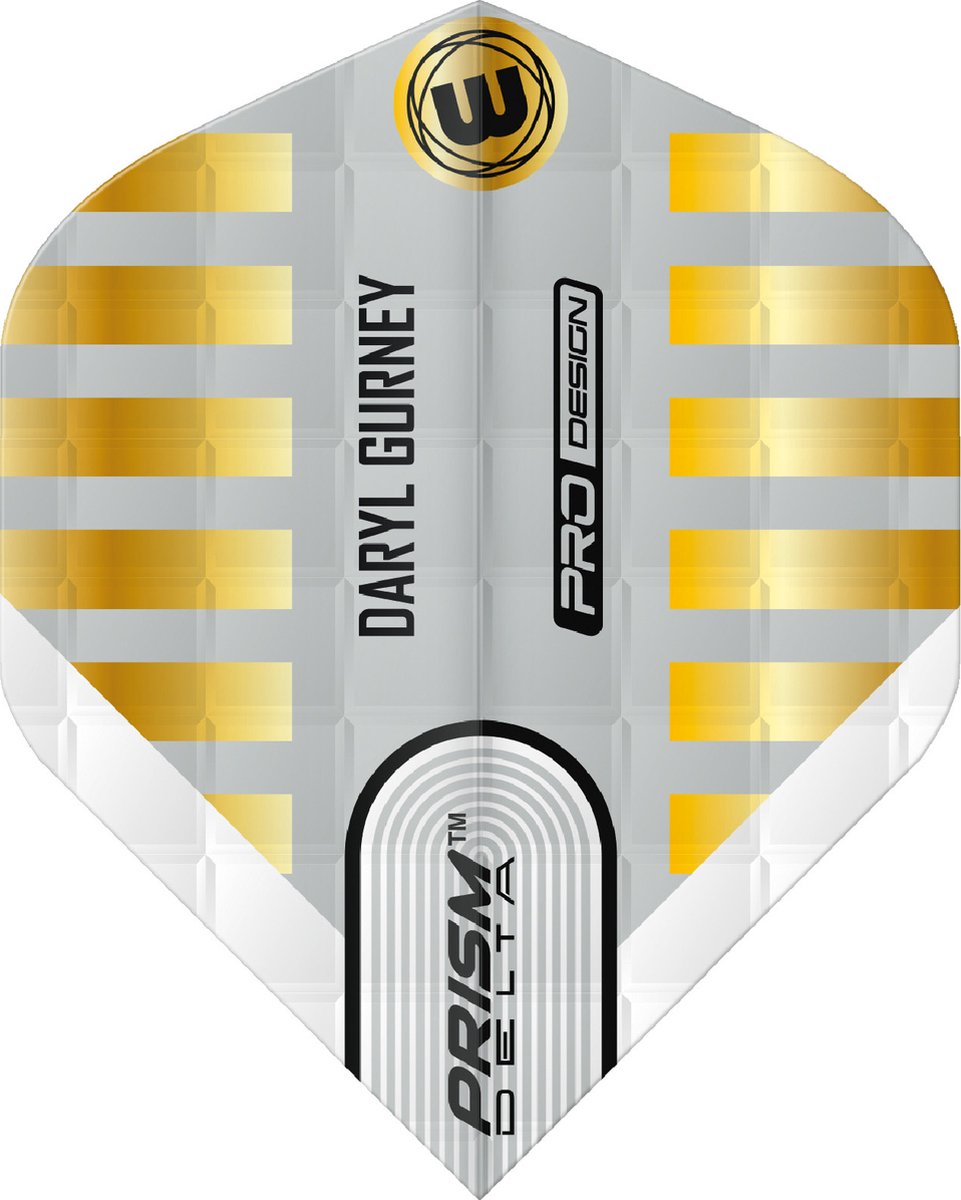 WINMAU - Prism Delta Daryl Gurney Wit en goud Embossed Dartvluchten - 1 set per pakket (3 vluchten in totaal)