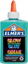 Elmer's in het donker oplichtende vloeibare lijm | blauw | 147 ml | uitwasbaar en kindvriendelijk | geweldig om slijm mee te maken en te knutselen