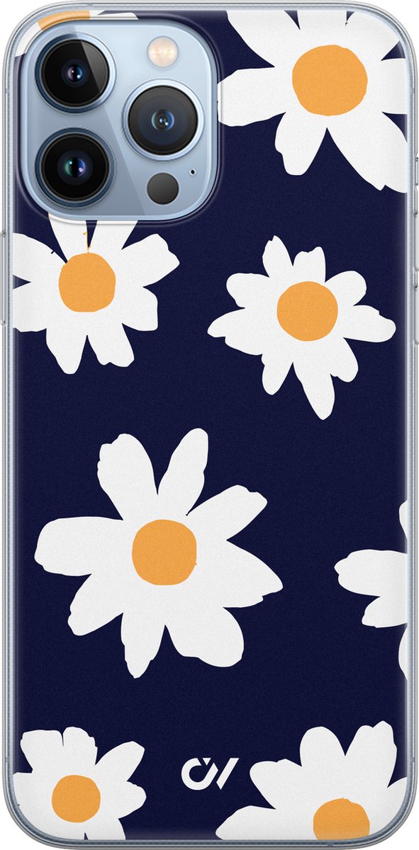 Hoesje geschikt voor Apple iPhone 13 Pro Max - Sweet Daisies - - Blauw - Apple - Casevibes