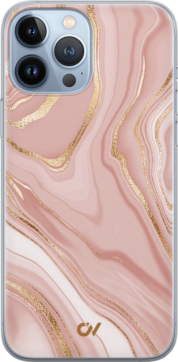 Hoesje geschikt voor Apple iPhone 13 Pro Max - Rose Marble - - Roze - Apple - Casevibes