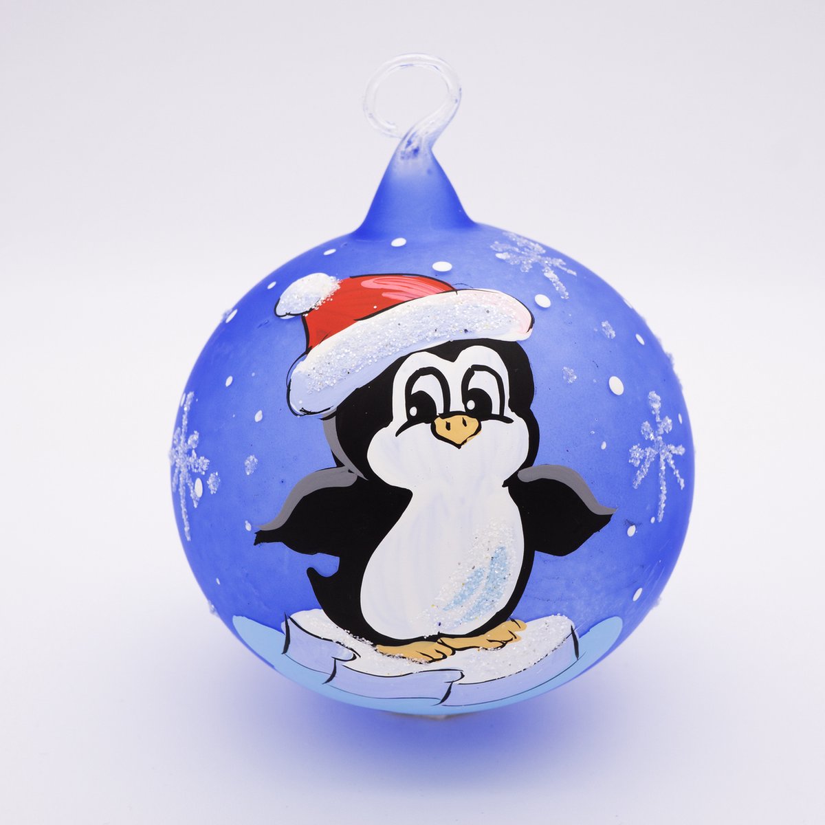 Kerstbal pinguïn blauw