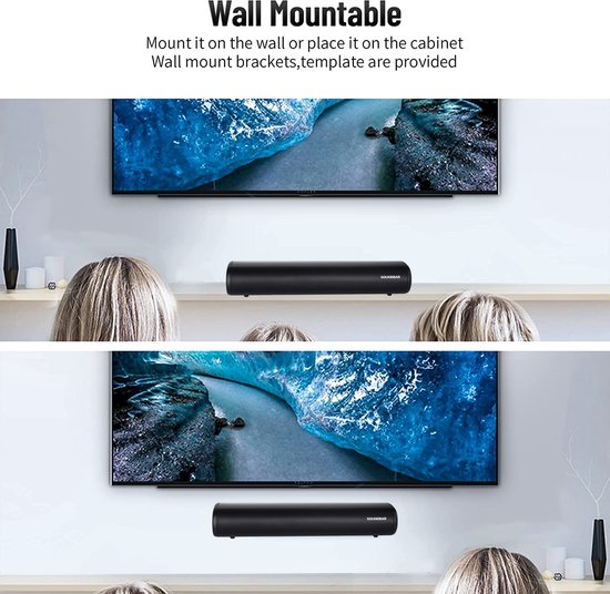 Mini soundbar - soundbar voor tv - computer-soundbar met Bluetooth 5.0 - bekabelde en draadloze pc-luidspreker - home-audiosysteem voor thuisbioscoop/gaming/projectoren - Winnes