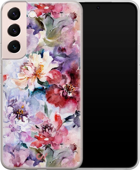 Coque Samsung S22 - Fleurs Acryl - Fleurs - Rose - Coque Souple pour Téléphone - Coque Arrière en TPU - Casevibes