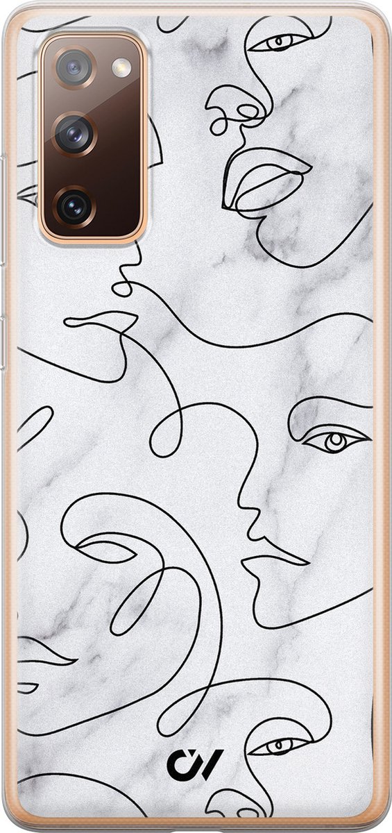 Hoesje geschikt voor Samsung Galaxy S20 FE - Marble Faces - - Grijs - - Casevibes