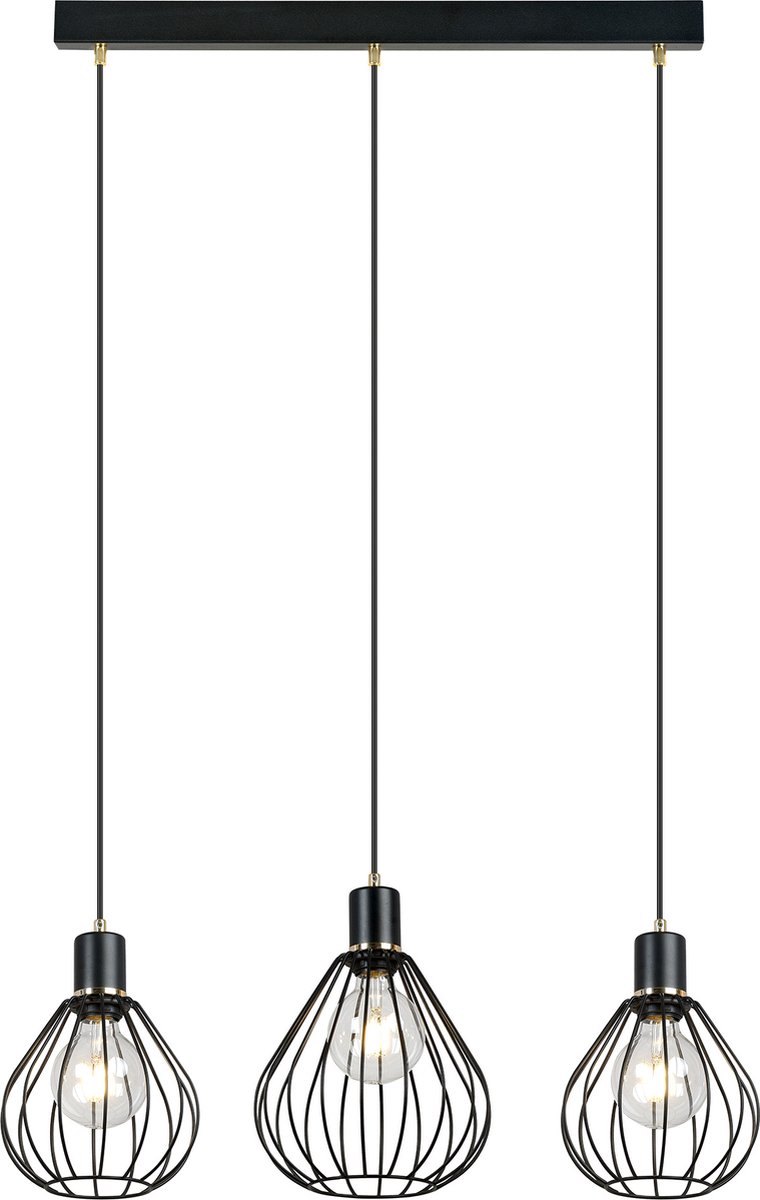 Emibig - Hanglamp Focus 3 Zwart/Goud 80 cm