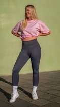 Pink Coconut - High waist - pocket - legging - sportlegging dames - Michelle Yoga - Running - Fitness - met zakken - Grijs maat L