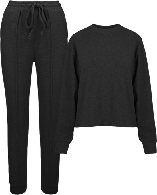 Zwarte Lounge Set - Jogger set - Zwarte Sweater & Joggingbroek