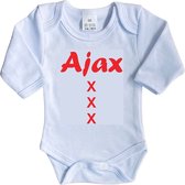 La Petite Couronne Romper Lange Mouw "Ajax XXX" Unisex Katoen Wit/rood Maat 62