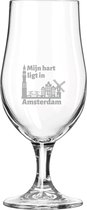 Gegraveerde bierglas op voet 49cl Amsterdam