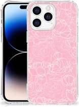 Smartphone hoesje Apple iPhone 14 Pro Max Stevige Telefoonhoesje met transparante rand Witte Bloemen