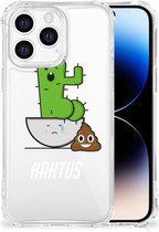 Siliconen Hoesje Geschikt voor iPhone 14 Pro Telefoon Hoesje met doorzichtige rand Cactus Poo