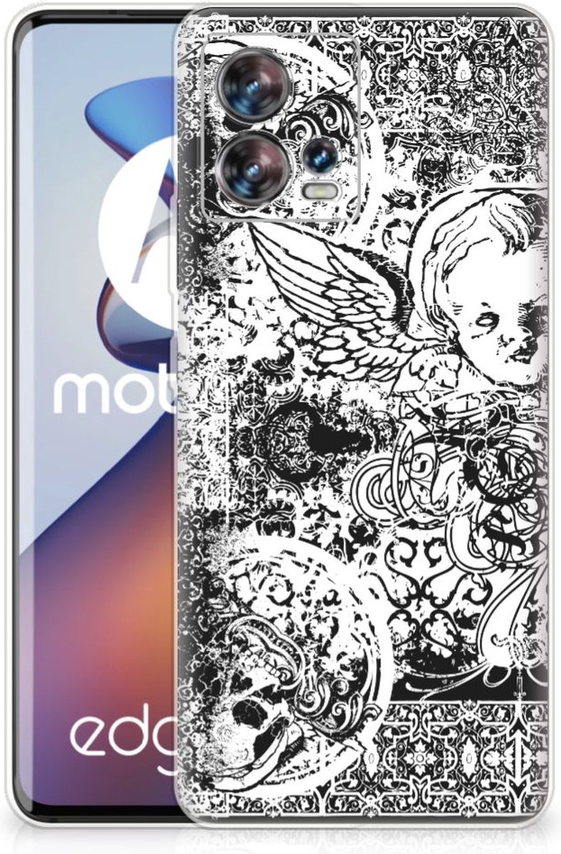 Silicone Back Case Motorola Edge 30 Fusion Skulls Angel