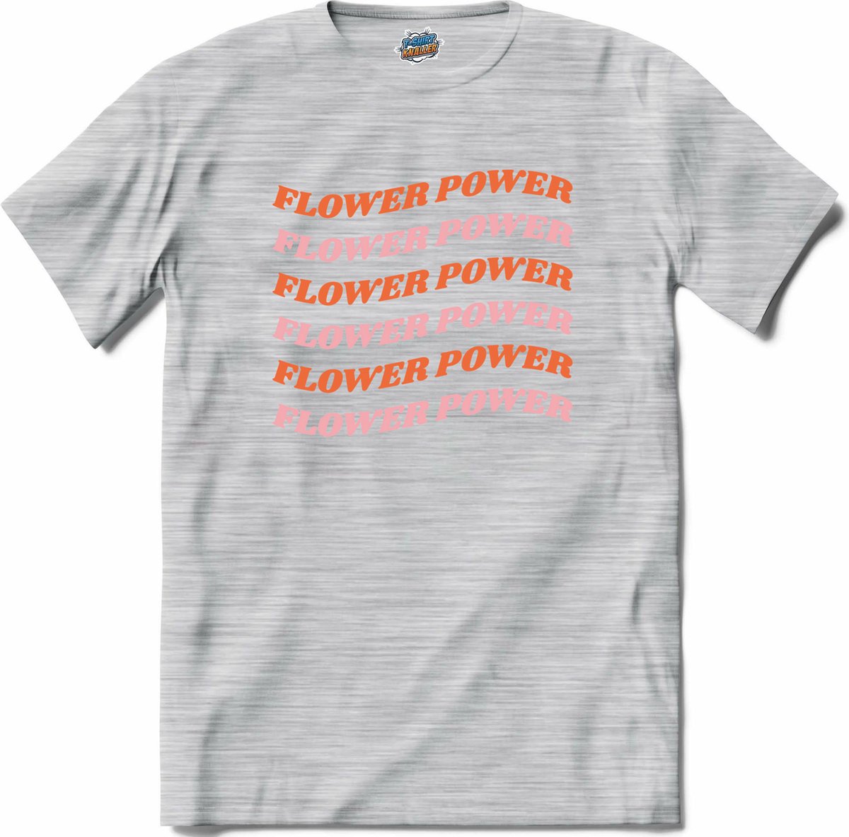 Flower power - T-Shirt - Heren - Donker Grijs - Gemêleerd - Maat XL